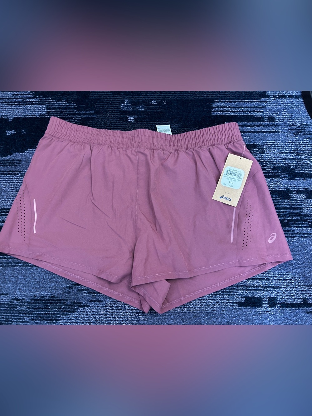 NWT ASICS Women’s size L 2-N-1 Laser Cut Running Shorts Mauve